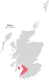 Map of the region of Ayrshire and Arran.