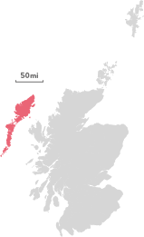 Map of the region of the Outer Hebrides.